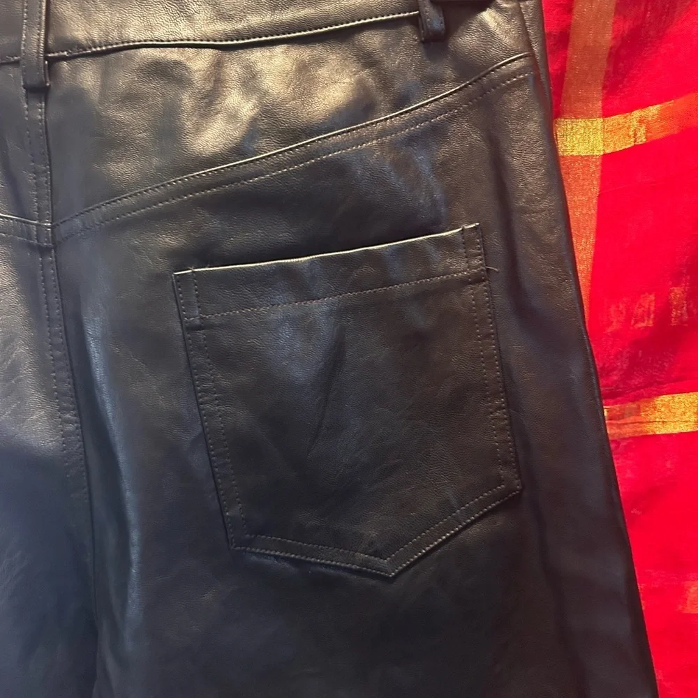 Anthropologie Le Lis Black Vegan Leather Wide-Leg Pants Medium - Picture 6 of 6